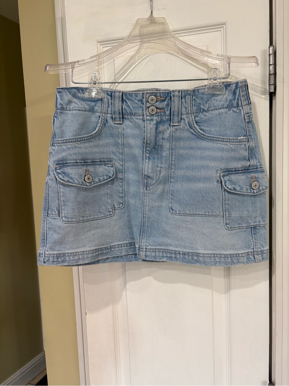 American Eagle Outfitters Light Blue Denim Cargo Mini Skirt